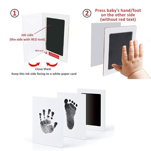 Inkless Hand and Footprint Kit, Newborn Baby Keepsake, 4-Pack | No-Mess Clean Touch Ink Pad for Baby Handprint & Footprint, Non-Toxic Baby Gift, Pet Paw Print Kit(2 Pack Pink、 2 Pack Black) - color: 2 pack pink and 2 pack black