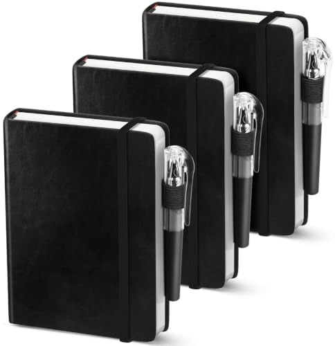Oucaru Small Notebook 3 Pack, A6 Pocket Notebook, Mini Lined Journal - color: B-Midnight Black, style: 3 Pack