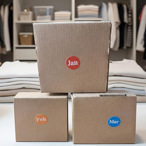 12 Rolls 6000 Labels Round Month Stickers-1 Inch Color Coded Monthly Adhesive Labels for Inventory Management and Organization, 500 Pieces Per Roll