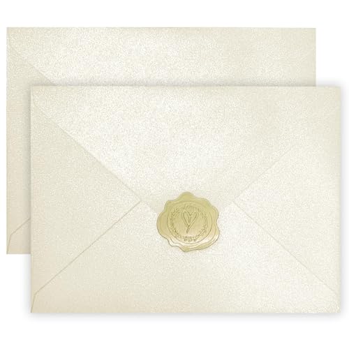 YINUOYOUJIA 50 PCS Pearl Ivory Envelopes A7,5 x 7 Ivory Shimmer Envelopes for Invitation,Perfect for Wedding Invitation Cards,Birthday RSVP Invite,5.25 x 7.25 inches - color: Ivory, size: 5x7
