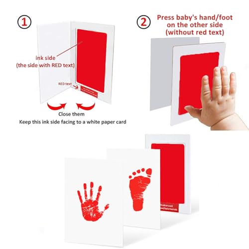 Inkless Hand and Footprint Kit, Newborn Baby Keepsake, 4-Pack | No-Mess Clean Touch Ink Pad for Baby Handprint & Footprint, Non-Toxic Baby Gift, Pet Paw Print Kit (4 Pack red) - color: 4 pack red