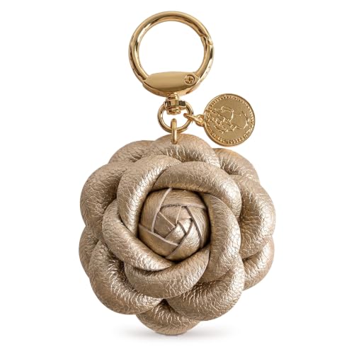 Angyape Flower Bag Charms for Women Purse Charms for Handbags Leather Flower Keychain Retro Aesthetic Keychain Accessories - color: J: Brown