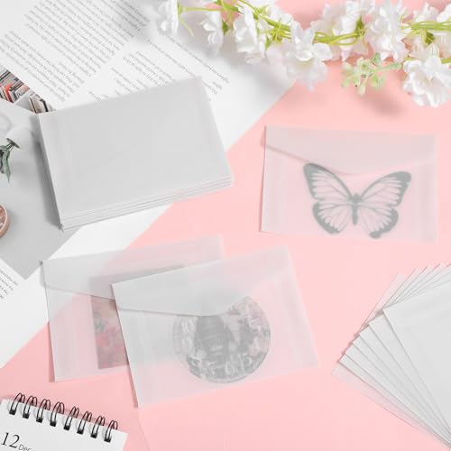 Xindojuz 50 PCS Vellum Envelopes, 5 × 7 Inch Translucent Glassine Envelope - size: 5×7
