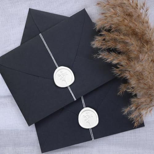 UNIQOOO Wax Seal Stickers - Baby‘s Breath Wedding Invitation Envelope Seal Stickers, Botanical 50 Pcs Self- Adhesive White Stickers, Perfect for Invitation, Gift Wrapping, Crafts (Snow White) - color: Snow White