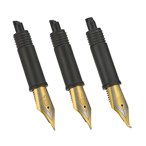 Set of 3 Hongdian Fountain Pen Nibs Gold Trim (Fine, Extra Fine and Bent Nib) for Black Forest 1850, 1851, 1861, M2, M1, 1843, 6013, 517D, 517S, 525, 1843 and 920 Series - color: Gold Trim, style: EF, F, Bent