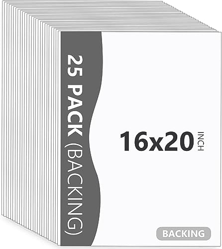 25 Pack Backing Boards, 16x20 Uncut White Matboards - size: 16x20