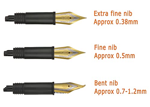 Set of 3 Hongdian Fountain Pen Nibs Gold Trim (Fine, Extra Fine and Bent Nib) for Black Forest 1850, 1851, 1861, M2, M1, 1843, 6013, 517D, 517S, 525, 1843 and 920 Series - color: Gold Trim, style: EF, F, Bent