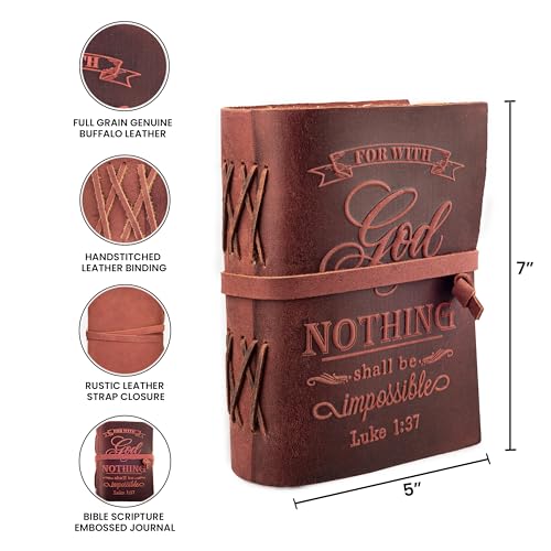 LEATHER VILLAGE Journaling Bible Nothing Impossible Verse, Fuchsia 7x5. - color: Fuchsia, size: 7 inches X 5 inches