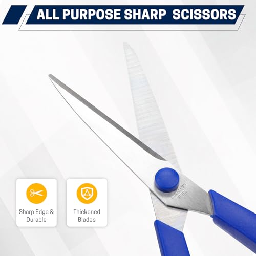BURVAGY 24 Pack 8" Scissors All Purpose, Heavy Duty Scissors for Office | Scissors Bulk Multipurpose Comfort-Grip Sharp Adult Office Scissors Set Sewing Fabric Stainless Steel Blades, Right/Left Hand - color: 24 Pack