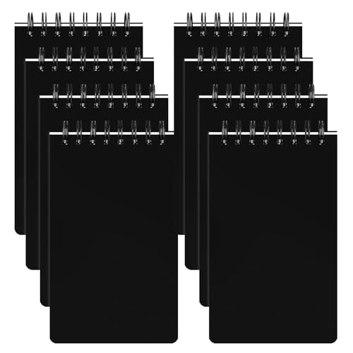 Thboxes 8 Pack Pocket Notebooks, 3 X 5 Spiral Notepads, Black - color: Black