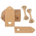 G2PLUS 100PCS Blank Gift Tags with String, Kraft Paper Hangtags, 3.7x1.8 in - style: Hollow Heart Brown