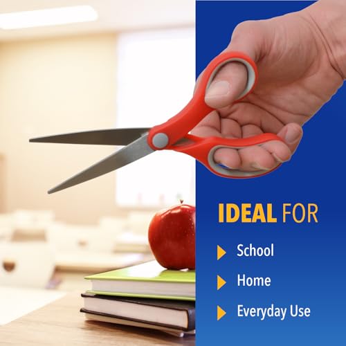 Westcott School Scissors for Kids Ages 12 and Up - Back to School Essentials and Classroom Supplies - 7-Inch Pointed Student Scissors - for Right- or Left-Handed Use - Red/Gray - 2 Pack - style: All-Purpose