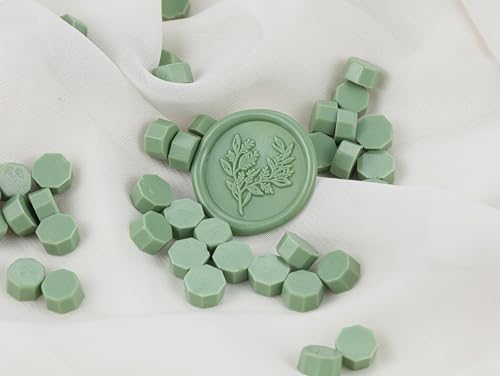 Yoption 360Pcs Sage Green Sealing Wax Beads, Sealing Wax Kit for Wax Seal Stamp, Hexagon Wax Seal Beads with 4Pcs Tea Candles and 2 Wax Seal Spoon - color: Sage Green