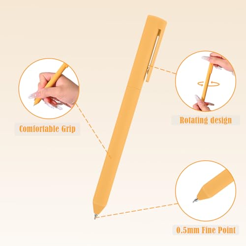 BAYTORY 8Pcs Colored Gel Pens, 0.5mm Rotatable Fine Point Pen (Khaki) - color: Khaki