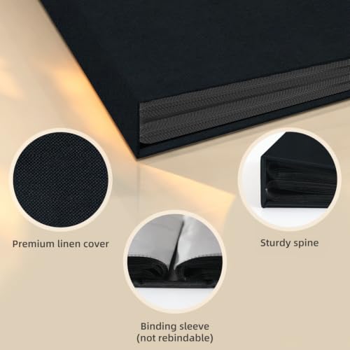 Popotop Photo Album 4x6 200 Pockets for Wedding Gifts,Linen Hardcover Picture Albums for Family Anniversary Baby Vacation Pictures - color: Black, size: 200 Pockets