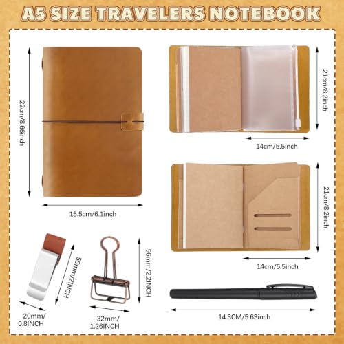 Thenshop Leather Travel Notebook 3 Inserts, Orange, A5 Size - color: Orange, size: A5 Size