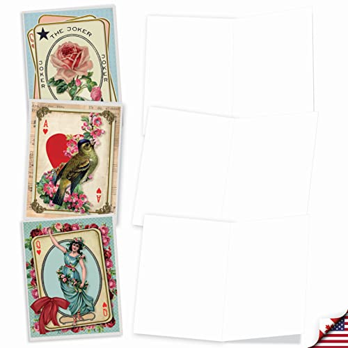 The Best Card Company - 10 Blank Heart Note Cards Boxed (4 x 5.12 Inch) - All Occasion Heartfelt Love Card Assortment - All Decked Out M2381OCB-NB - style: All Decked Out