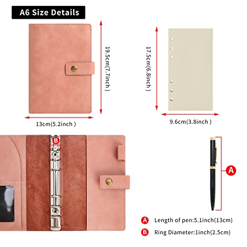 WONDERPOOL A6 Leather Journal Refillable Notebook Spiral Diary Binder Portfolio - Dotted Paper & Inner Pockets Organizer for Man and Woman (Coffee, A6) - color: Coffee, size: A6