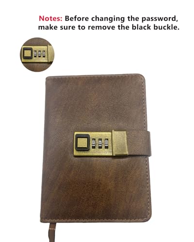 WEMATE Diary with Lock, A5 PU Leather Locked Journal 240 Pages Rose Gold | Vintage Lock Journal Notebook with Pen & Gift Box, Lock Diary Planner Organizer for Men and Women, 8.6x5.8in - color: Rose Gold