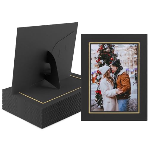 Golden State Art, Pack Of 25, 5X7 Paper Picture Frames With Easel, Photo Frame Cards, Diy Cardboard (Black Gold Lining) | Black with Gold Lining, Photo Frame Cards, DIY Cardboard - color: Black/Gold Lining, size: 25 Pack