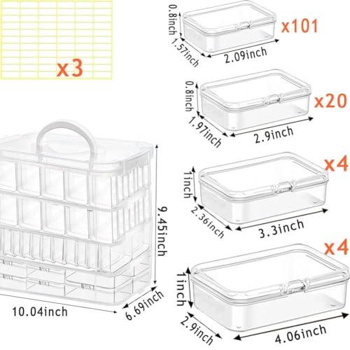 131pcs Bead Storage Container,4Tier-Bead Organizer Boxes And Craft Storage Boxes, Storage Stackable portable box,DIY Jewelry Craft Nails, Bracelets, Jewelry, Diamonds, Pens, (4Tier) - color: 4 Tier