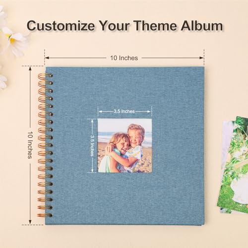 Scrapbook Photo Album Linen Cover 10x10 Inches 40 Pages Blue | Hardcover Kraft Scrap Book Memory Book DIY Scrapbook Albums for Wedding Baby Boyfriend Travel Anniversary Family - color: Blue, size: 10"x10" 40 Pages