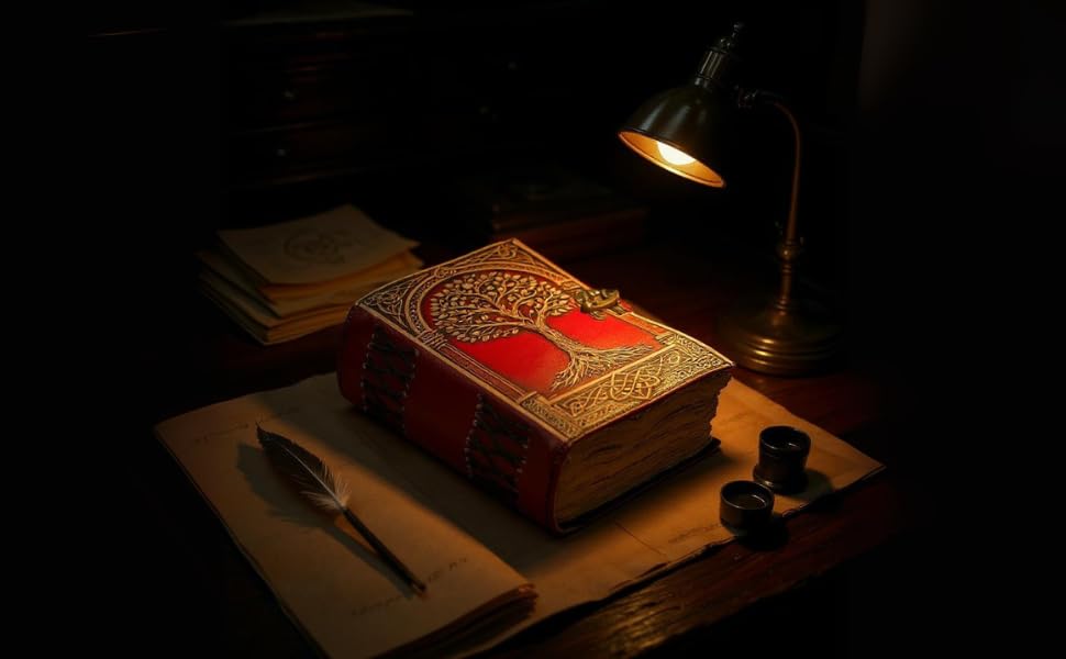 Tree of Life Leather Travel journal For Women with lock Premium Print - 7"X5" 400 Vintage Deckle Paper- Journal for men - Leather Bound Journals for women Best New Job Gifts for Women & Men Red Tree - color: Red Tree