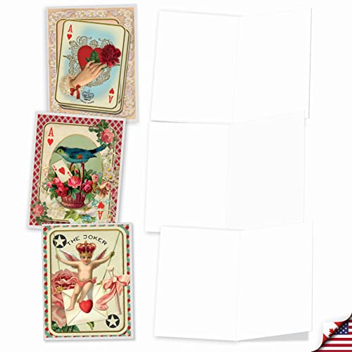 The Best Card Company - 10 Blank Heart Note Cards Boxed (4 x 5.12 Inch) - All Occasion Heartfelt Love Card Assortment - All Decked Out M2381OCB-NB - style: All Decked Out