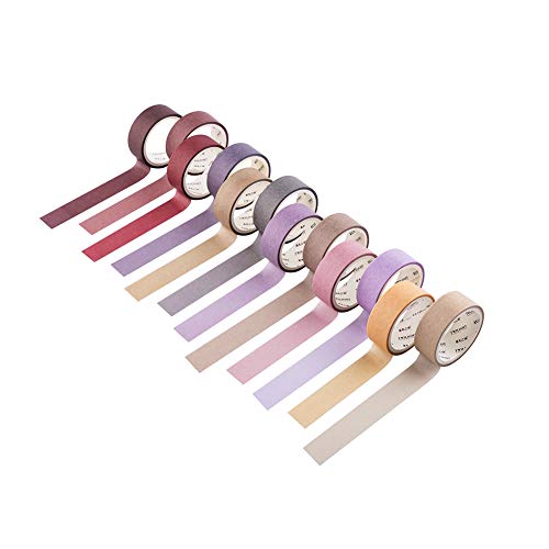 YUBBAEX 12 Rolls Washi Tape Set Natural Color Decorative Tapes for Arts, DIY Crafts, Journals, Planners, Scrapbook, Wrapping Wide -Salty Morandi- (Morandi, 15mm x 12Rolls) - color: Morandi, size: 15mm x 12Rolls