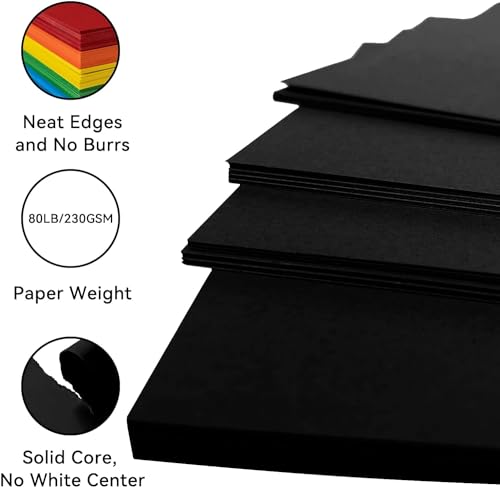 15Sheets Black Cardstock Paper, 12x12 Card stock for Cricut, Thick Construction Paper for Card Making, Scrapbooking, Craft 90 lb / 250 gsm (Black) - color: Black