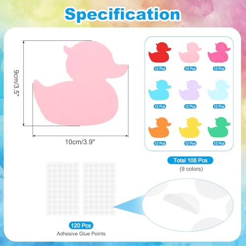 PATIKIL Bulletin Cutouts Paper, 108 Pcs Animal Shape Bulletin Board Paper Cut Outs Decorations with Adhesive Points for Classroom DIY Crafts Projects Party Supplies, Multicolored - style: Duck Shape