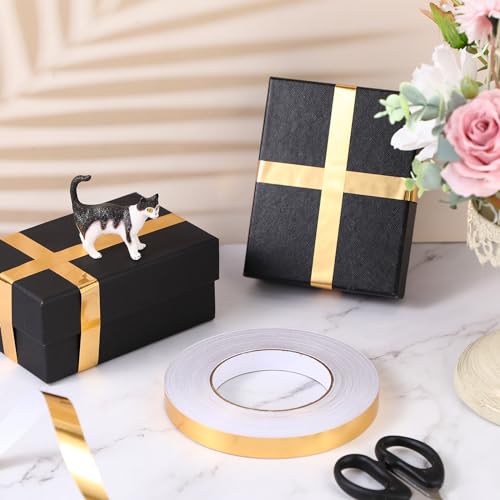 Zonon 3 Rolls 0.2" 0.4" 0.6" Gold Washi Tape 54.7 Yard Solid Foil Self Adhesive Polyester Film Metallic Tape for Detailing Graphic Arts for Crafts Walls Cars and Boats Trim(0.6'') - size: 0.6''
