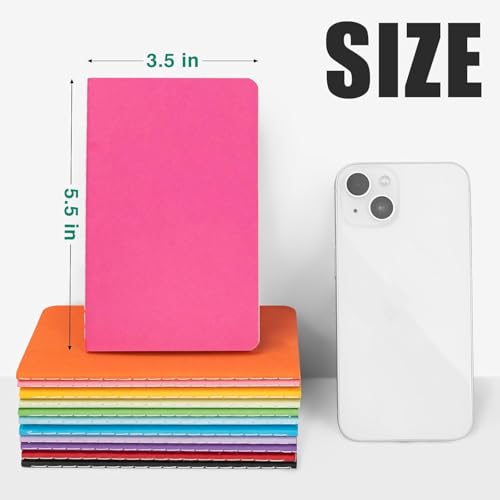 Mini Pocket Notebooks Bulk 3.5 x 5.5 Inches 12 Pack Small Note Pads Lined Little Journals for Students Nurses Teachers, 30 Sheets/60 Pages(Colorful Cover) - color: 12 Colors