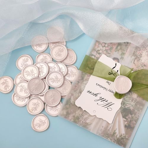 Pollize 50Pcs Wax Seal Stickers, Wedding Invitation Envelope Stickers - color: Champagne
