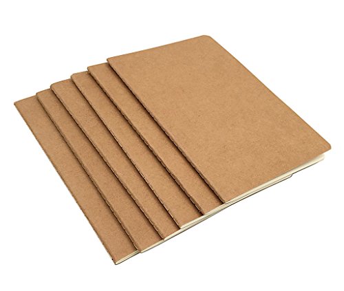 ALIMITOPIA 6 pack Notebook Brown Softcover Thread-bound Notebook Journal Diary Memo Notepad,A5 Size(5.5"X8.3"),30 sheets(Ruled Pages) - size: A5 Size (Ruled Pages)