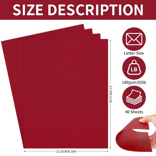 40 Sheets Christmas Red Cardstock 180gsm Construction Paper 8.5"x11" - color: Christmas Red, size: Letter Size [40 Sheets]