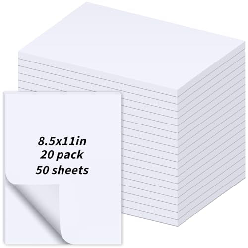 Oleitodh 20 Pack 8.5 x 11 Inch Blank Note Pads White Memo Pads - size: 8.5 x 11 inch-20Pack