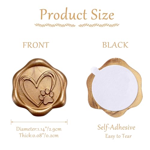 Yoption Heart with Dog Paw Wax Seal Stickers, 50Pcs Wedding Envelope Seals - color: Heart With Dog Paw, Antique Gold