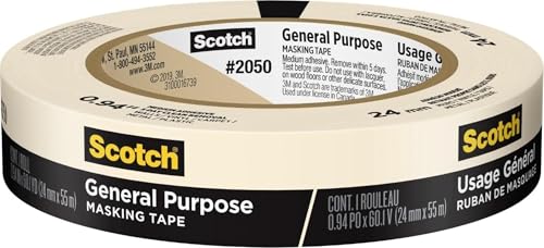 Scotch General Purpose Masking Tape, 1 Inch Wide, 1 Roll, 2050 - size: 0.94 inches