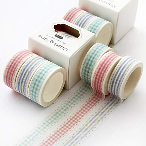 YUBBAEX Cute Printed Washi Tape 3 Rolls Japanese-Style Masking Tape Set Decorative for Arts, DIY Crafts, Journal Supplies, Planners, Scrapbook, Card/Gift Wrapping (Lace Checkered) - color: Lace Checkered