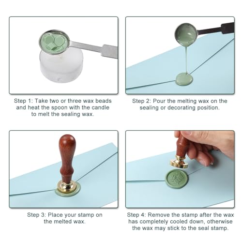 Yoption 360Pcs Sage Green Sealing Wax Beads, Sealing Wax Kit for Wax Seal Stamp, Hexagon Wax Seal Beads with 4Pcs Tea Candles and 2 Wax Seal Spoon - color: Sage Green
