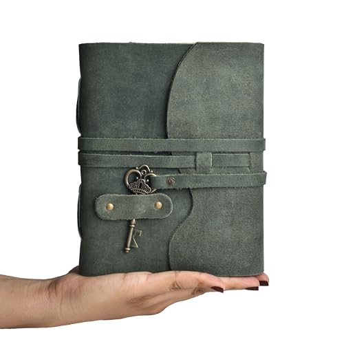 LEATHER VILLAGE Leather Journal For Men Key Lock, Teal 8x6. - color: Aqua, size: 8"X6"