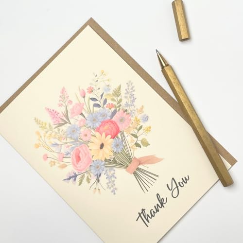 Old English Co. Special Flower Bunch Thank You Card for Friends - Thank You Gifts for Women - Thank You Wedding Cards - Teacher Thank You | Blank Inside