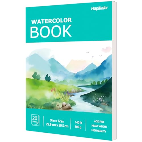 Hapikalor 9"x12" Watercolor Paper, 140lb/300gsm Water Color Paper, Green - color: Green, size: 9" x 12" Pad