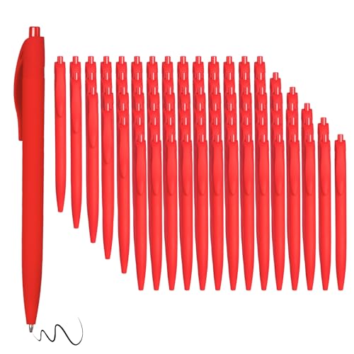 BallPoint Pens, 100 Pack (BLACK Ink),Bulk Pens, Red Barrel,Click Pens for Office Home and School, Retractable Ballpoint Pens, Medium Point, 1.00MM (Red) - color: Red