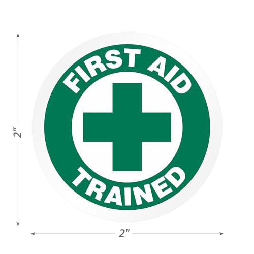 SmartSign First Aid Trained Pack of 5 Hard Hat Labels | Retro-Reflective, 2" Circle - color: First Aid Trained