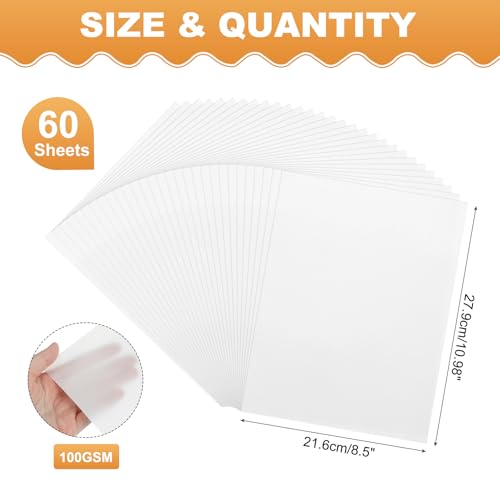MECCANIXITY 60 Sheet Colored Vellum Paper 8.5" x 11", 100gsm Translucent Printable Vellum Sheets for Printing Wedding Invitations Inkjet Laser Printer, Silver - color: Silver