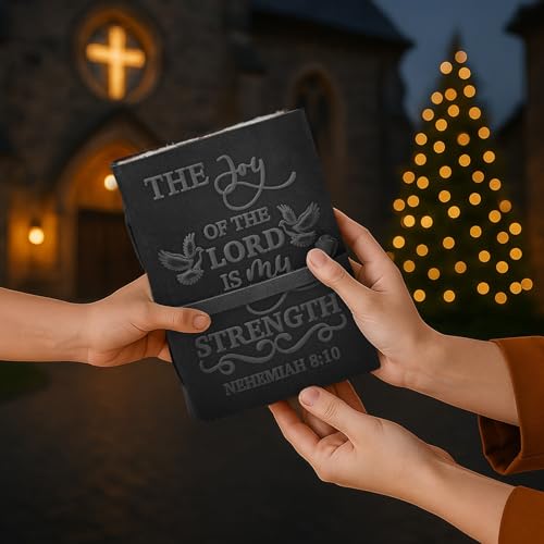 LEATHER VILLAGE Journaling Bible Joy Verse, Black 7x5. - color: Charcoal Grey