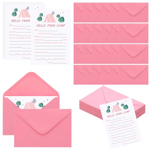 Honoson 48pcs/24set Camp Stationary for Girls, Cards and Envelopes