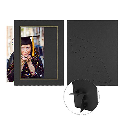 Golden State Art, Paper Picture Frames With Easel, 5X7, 50 Pack | Black With Gold Lining, Photo Frame Cards, DIY Cardboard,Paper Tabletop Frame - color: Black/Gold Lining, size: 50 Pack